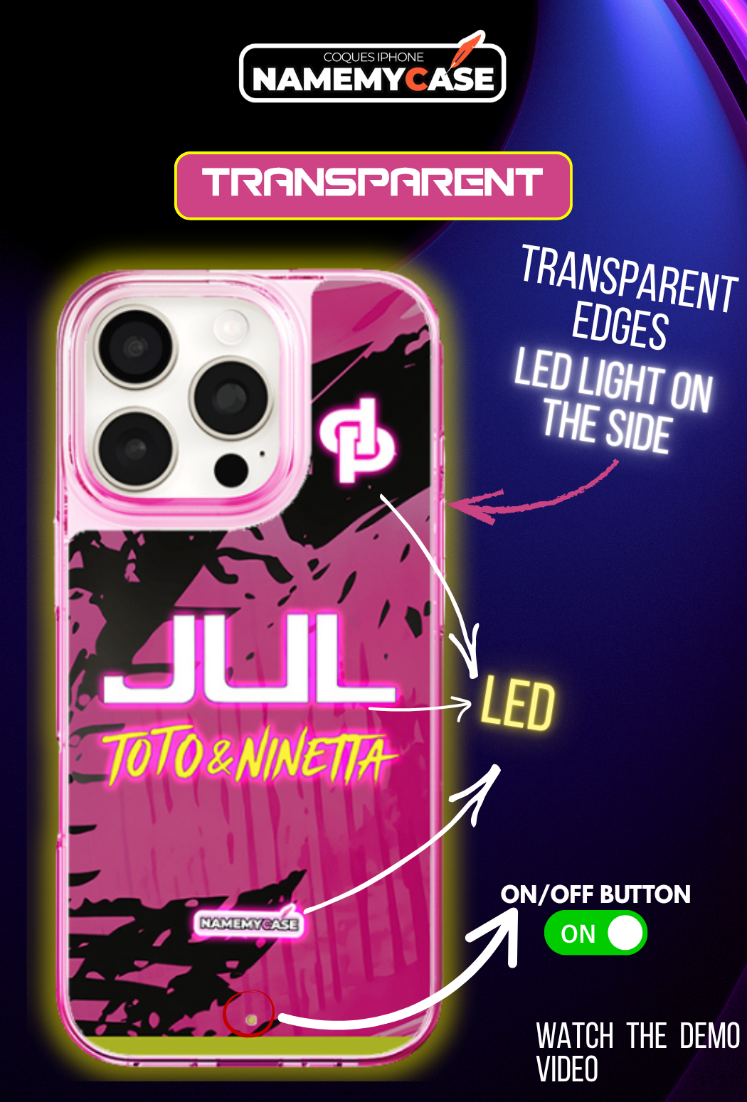LED Leuchtendes iPhone Case - JUL Pink