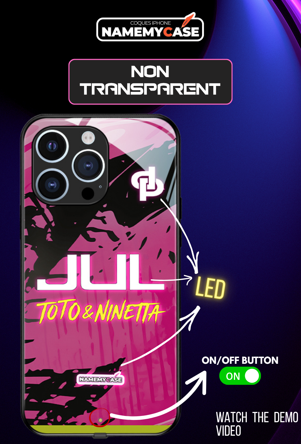 LED Leuchtendes iPhone Case - JUL Pink