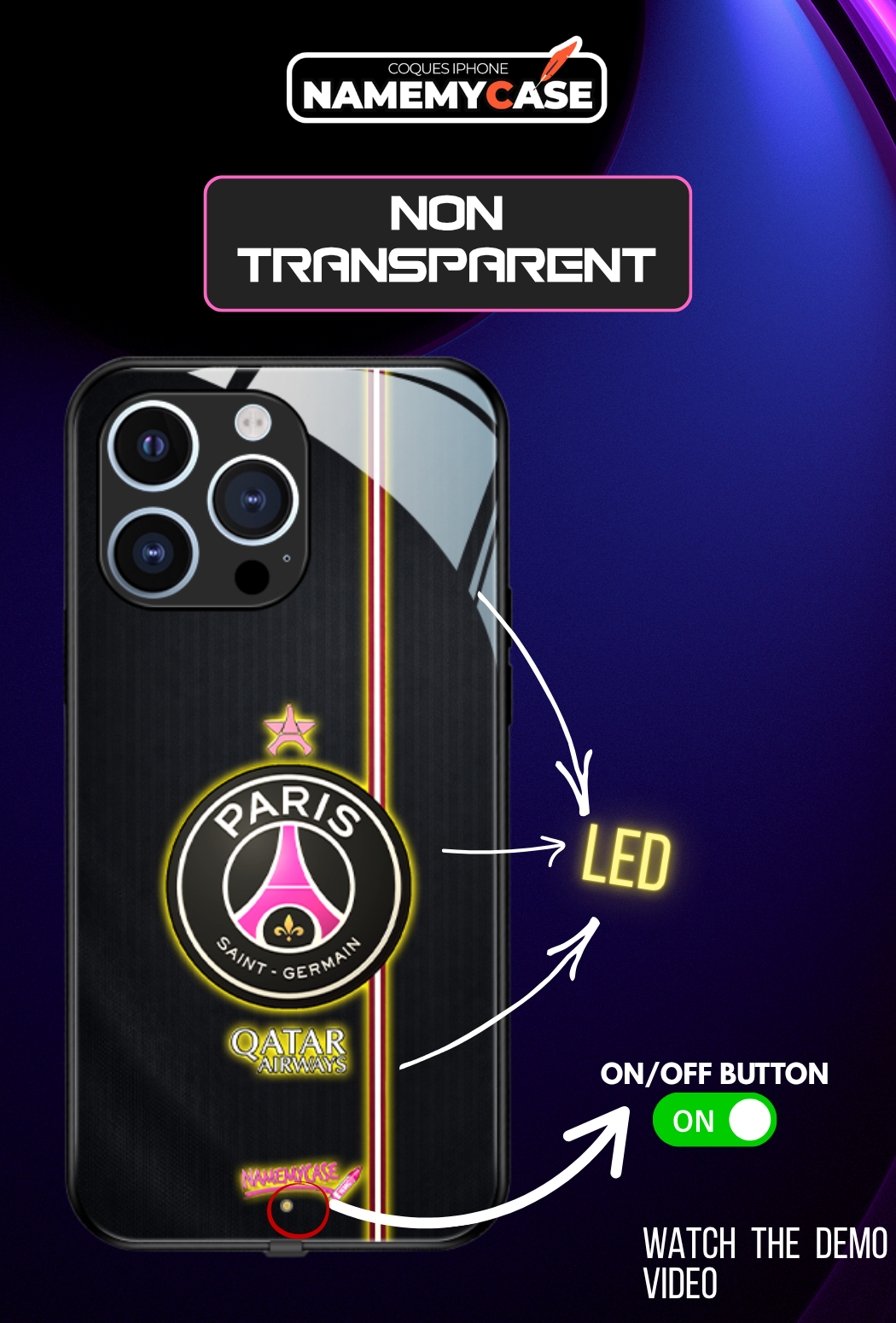 LED Leuchtendes iPhone Case - PSG Pink