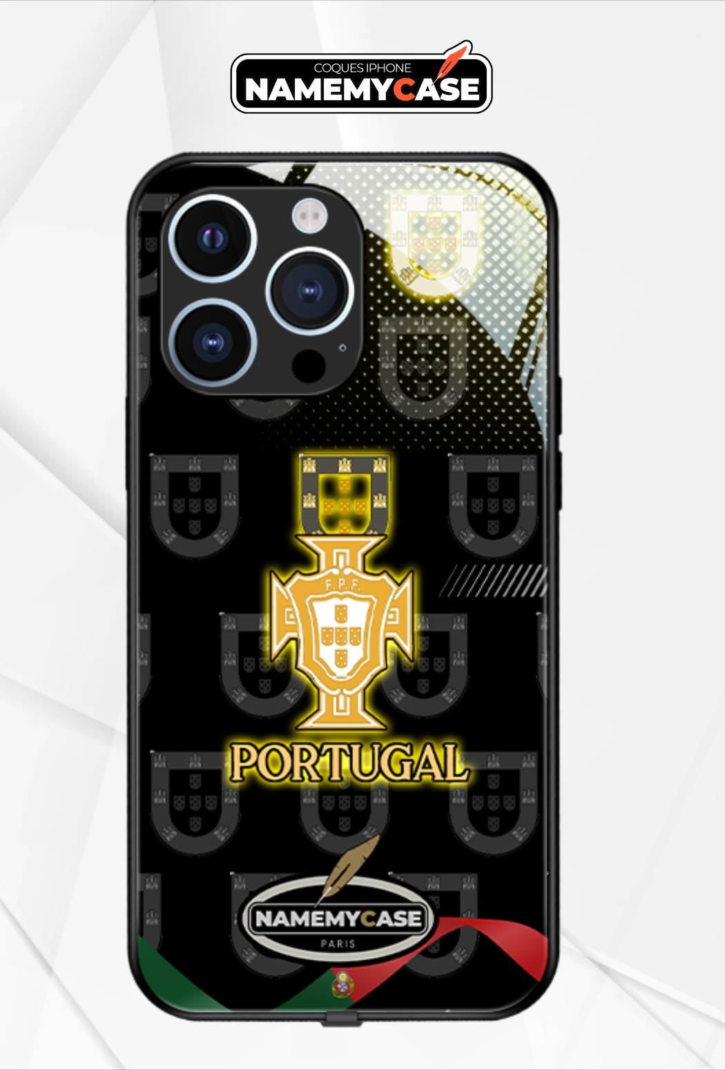 LED Leuchtendes iPhone Case - Portugal Schwarz