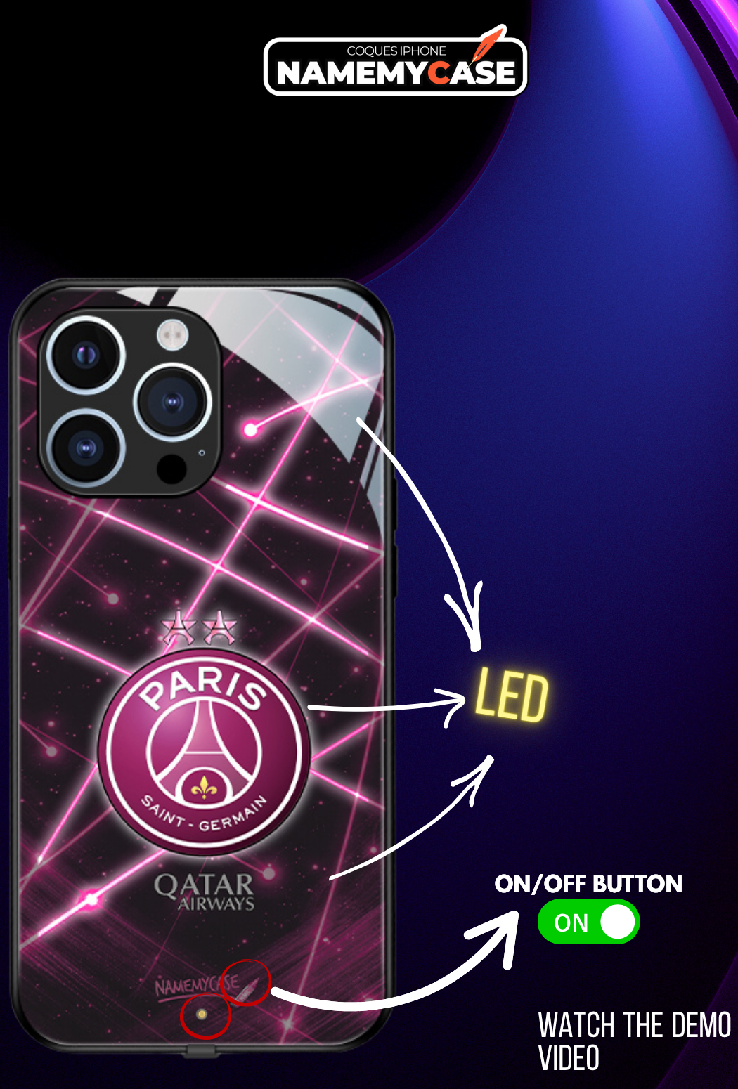LED Leuchtendes iPhone Case - Omerta Pink