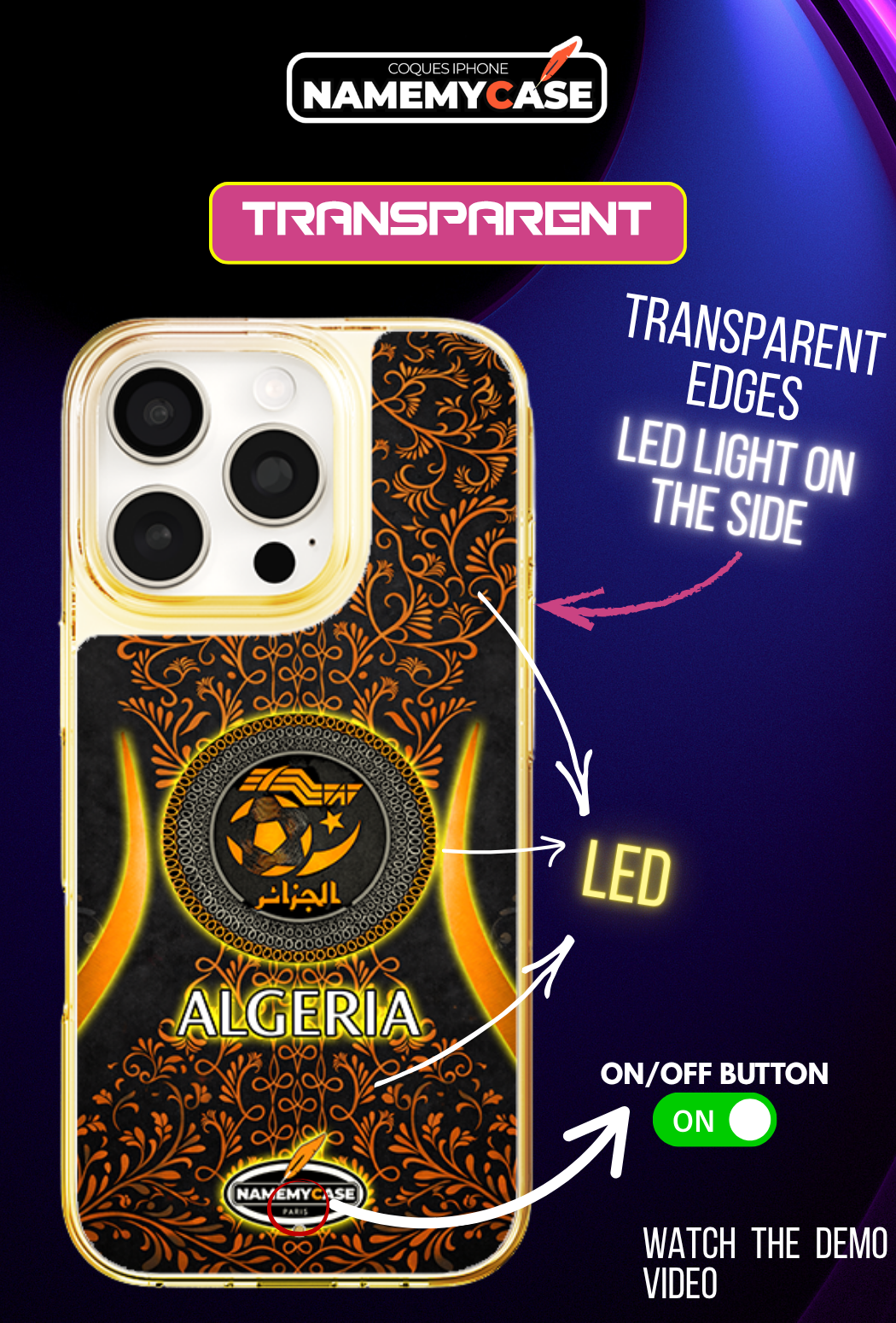 LED Leuchtendes iPhone Case - Algerien Orange