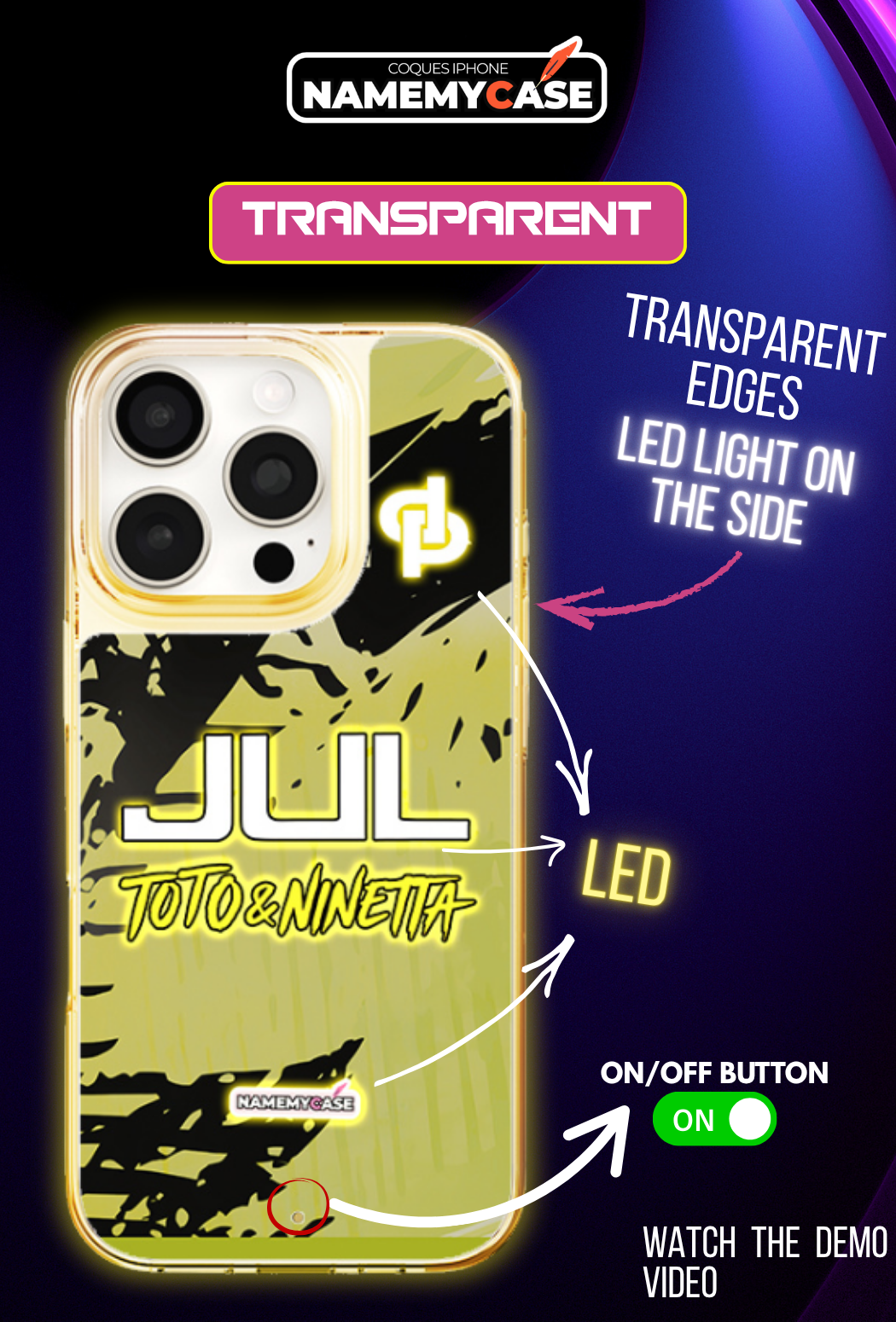 LED Leuchtendes iPhone Case - JUL Gelb