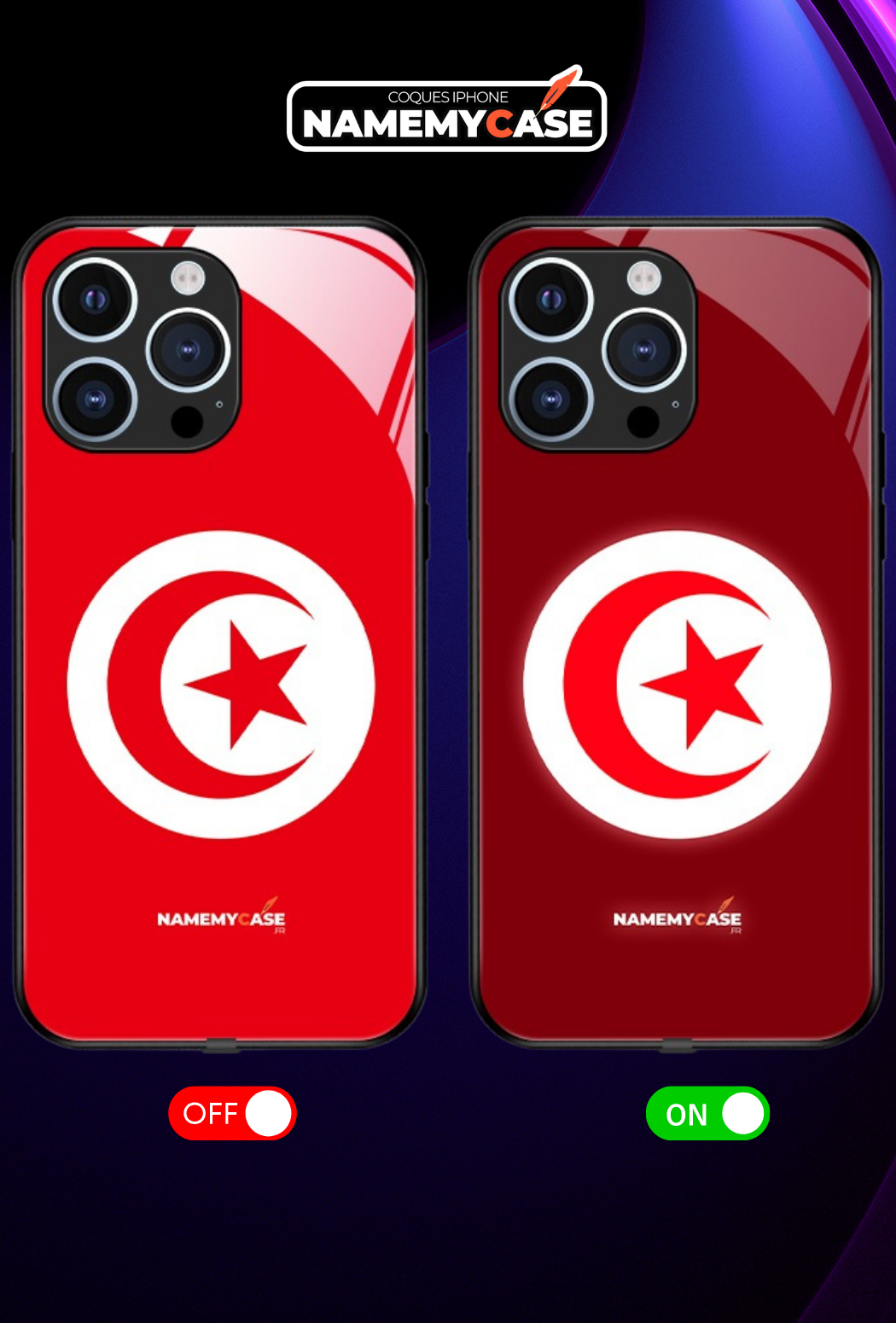 LED Leuchtendes iPhone Case - Tunesien Flagge