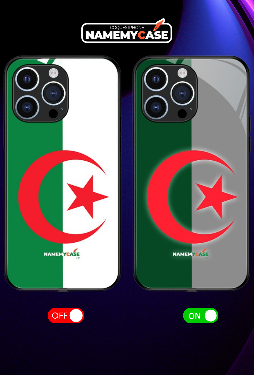LED Leuchtendes iPhone Case - Algerien Flagge