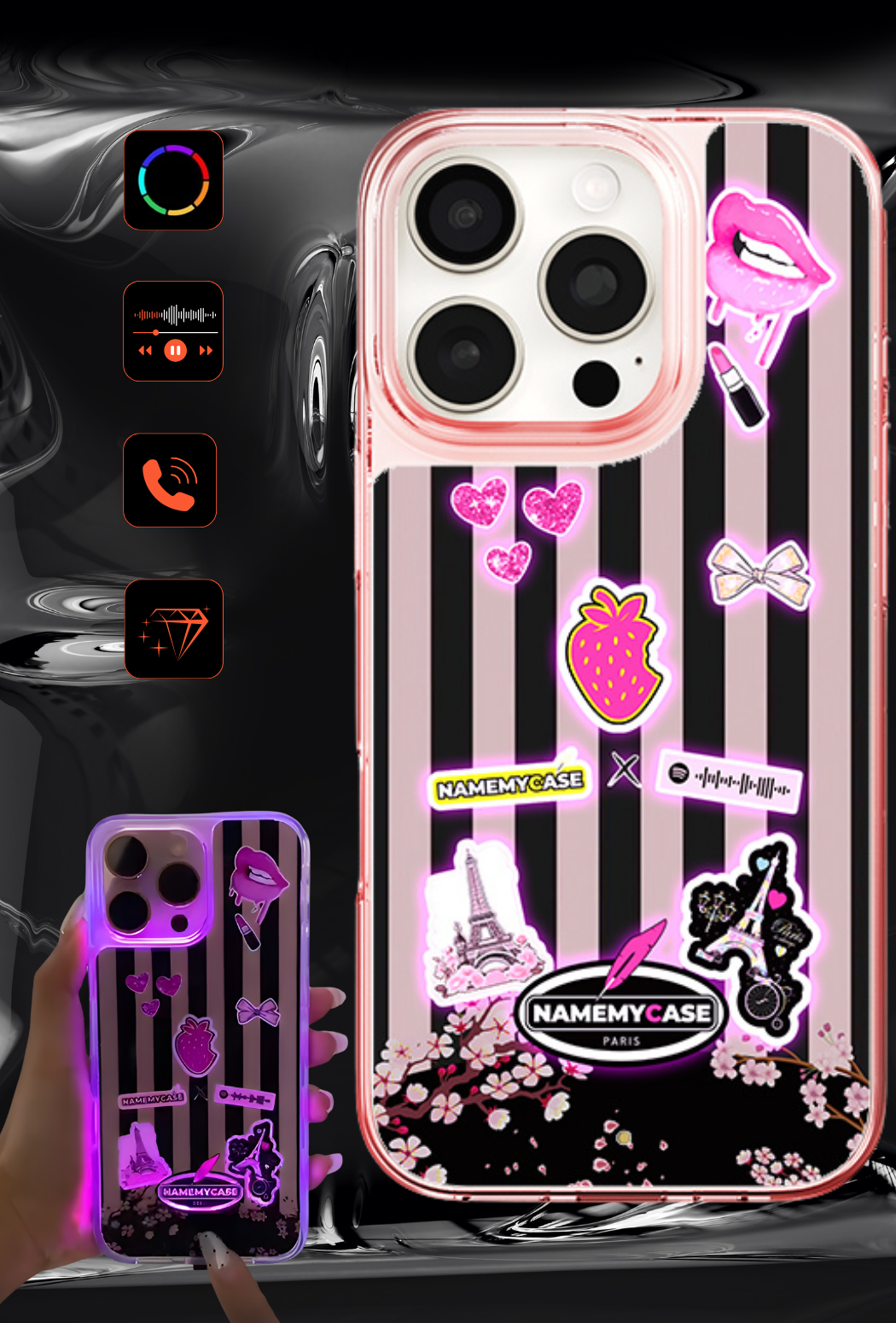 LED Leuchtendes iPhone Case - Paris Liebe
